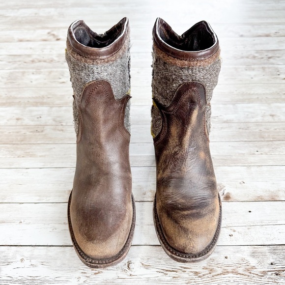 Freebird by Steven Cablo Western Ankle Boots Blanket Brown Leather Size 6 - Picture 2 of 7